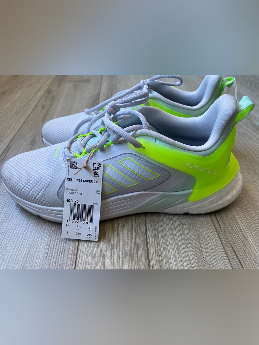adidas Response Super 2.0 woman’s Running Shoes - White with Neon Yellow Accent